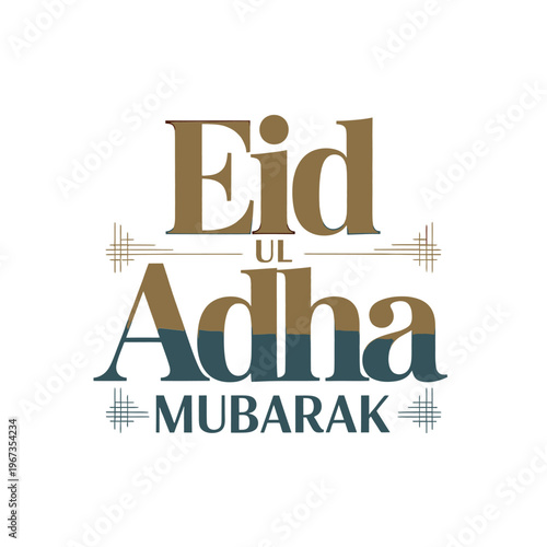 Eid ul Adha Mubarak greeting with stylized text and decorative flourishes