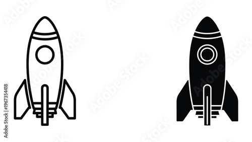 Contrasting rocket designs in monochromatic styles for space exploration visuals