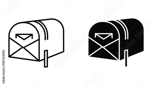 Contrast of traditional and modern postal mailbox designs in black and white.