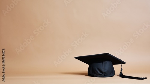 Graduation Cap Placed on a Plain Background During a Ceremony Time