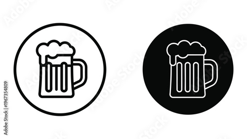 Contrast between a light beer mug icon on white and dark beer mug icon on black backgrounds