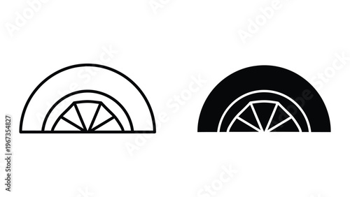 Contrast of filled and unfilled semicircles with triangular segmentation patterns