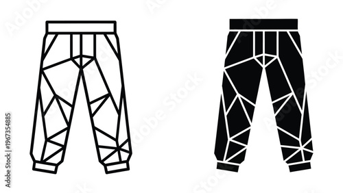 Geometric patterned sweatpants in black and white designs