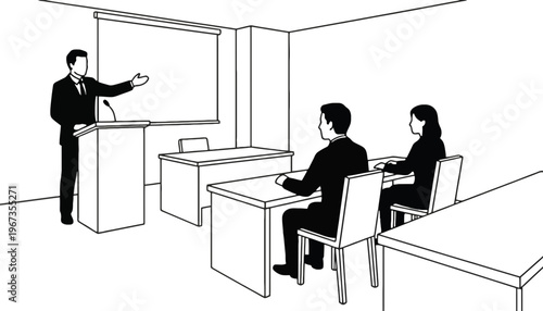 Businessman giving presentation to colleagues in a conference room setting