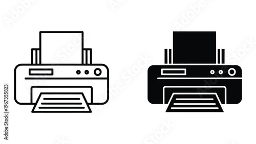 Comparison between a monochrome and a color printer icon design