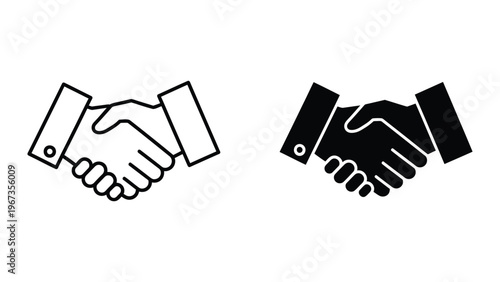 Two contrasting handshake icons representing formal and informal agreements