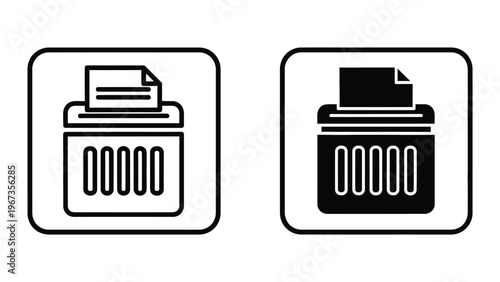 Comparison of a standard and a secure document shredder icon