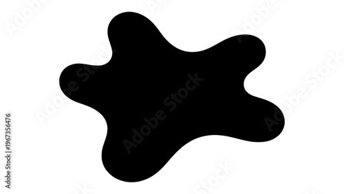 Organic liquid splash silhouette vector, abstract black ink blot on white background, fluid amoeba shape for graphic design and branding