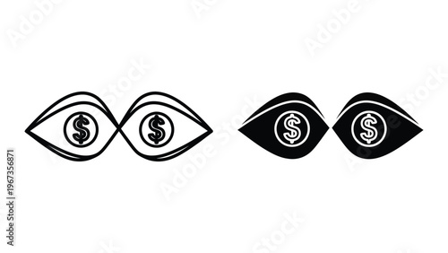 Dollar sign eyes depicting greed and obsession with money