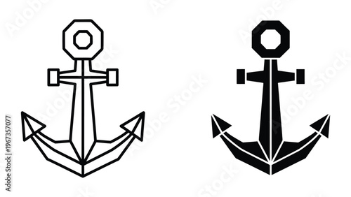 Comparison of two different anchor symbols with distinct line styles and fills