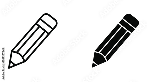 Two pencils with contrasting erasers and lead tips displayed side by side