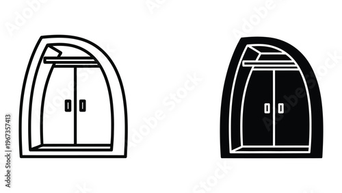 Comparison of arched wardrobe doors with different interior visual styles