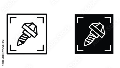Contrasting screw icons in different background styles for visual comparison