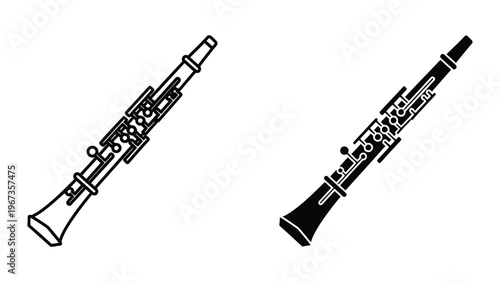 Comparison of two different types of clarinets displayed side by side