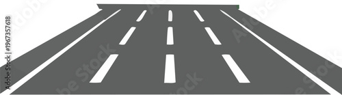 Empty multilane asphalt road with white dashed lane markings