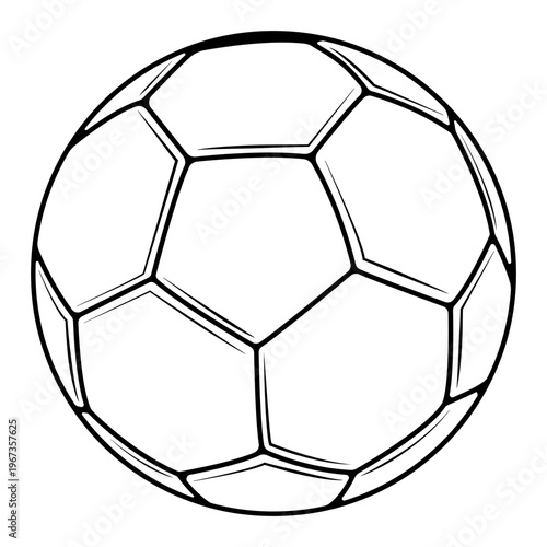 Soccer ball outline icon, isolated on white background.