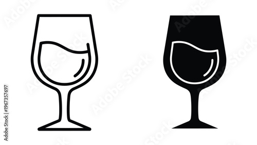 Contrast of empty and filled wine glasses symbolizing choice or celebration