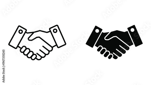 Handshake icons contrasting robotic and human hands