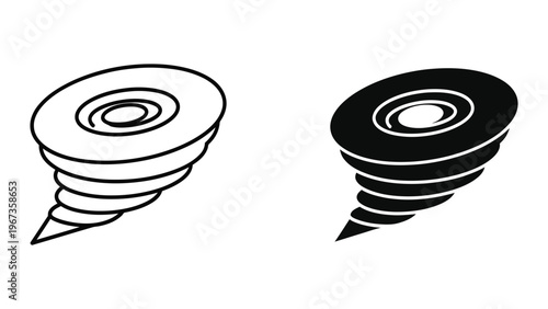 Two contrasting screw illustrations with different shading techniques