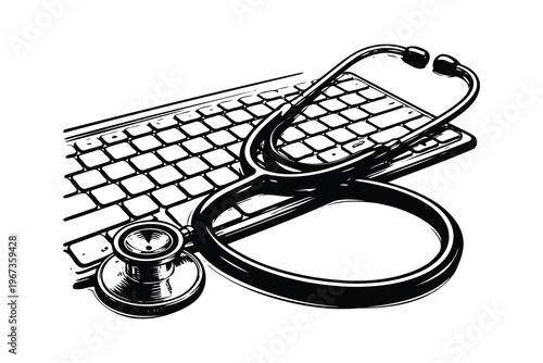 Modern healthcare integration with technology and traditional medical tools Vector