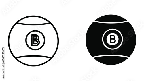 Contrast between a white and black eight ball with the letter b marking