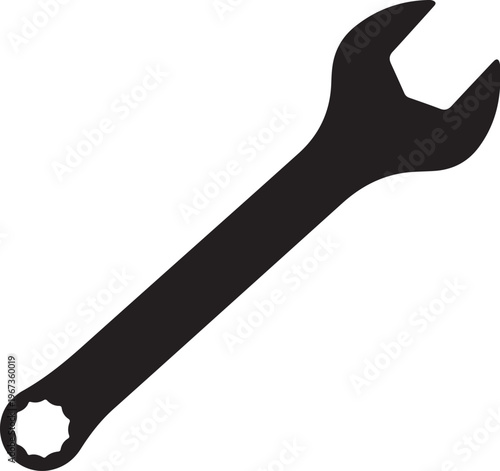 Black adjustable wrench silhouette tool