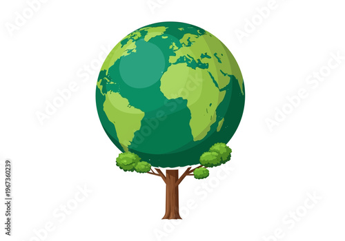 Green Earth Globe on Tree.