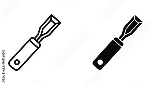 Fotografi Two types of paintbrushes with different handle designs and ferrule styles