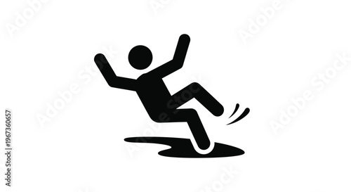 Person slipping on a wet surface depicted in black silhouette