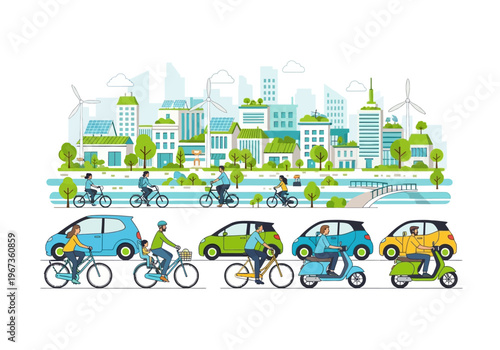 People riding bicycles on city road.