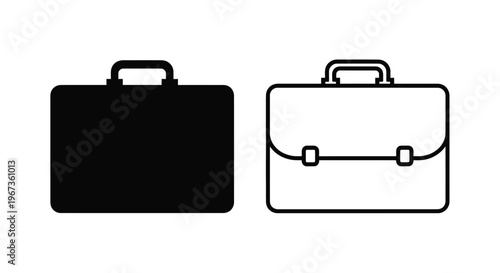 Two briefcase icons one solid and one outlined a graphic silhouette