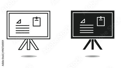 Comparison of traditional and digital presentation displays on easels
