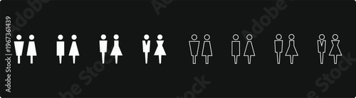 Set of male and female restroom sign icons for public signage