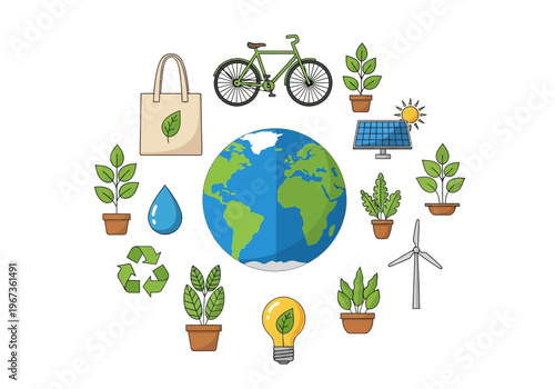 Earth with green plants around it.