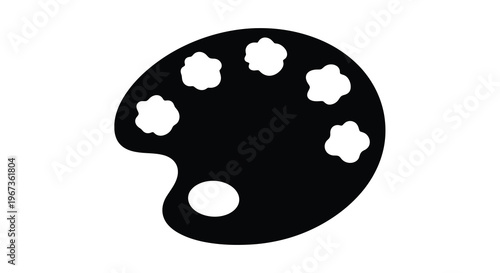 Black artist palette with paint wells a striking silhouette