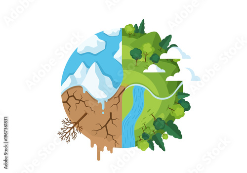 Earth Globe with Nature Elements Combined.