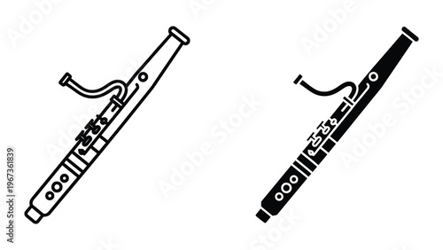 Two different types of clarinets displayed side by side in black and white