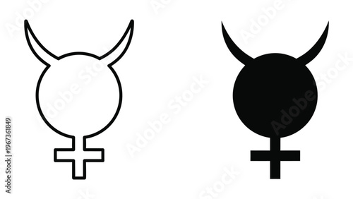 Contrasting depictions of the female symbol with and without filled elements