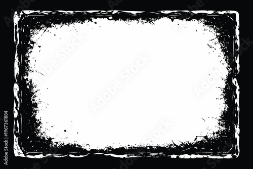 An old, distressed frame with a worn-out and aged appearance against a dark background Vector