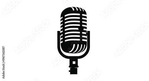 Vintage microphone illustration in stark black a striking silhouette