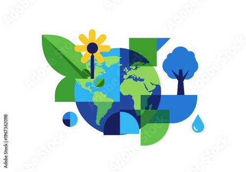 Earth Globe Eco Green World Map.