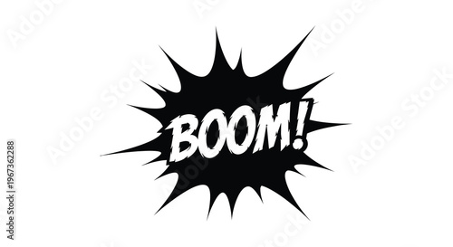 Comic book explosion with bold text a striking silhouette