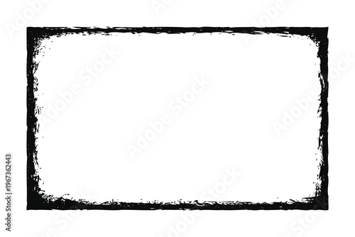 Tableau sur toile Abstract black and white framed artwork with rough edges and texture Vector