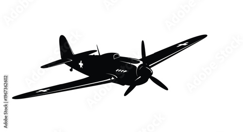 World war ii fighter plane in flight a dramatic silhouette