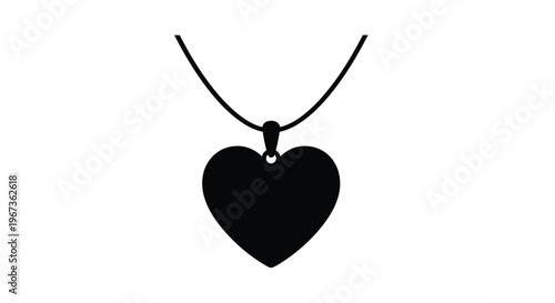 Black heart pendant necklace a minimalist jewelry silhouette