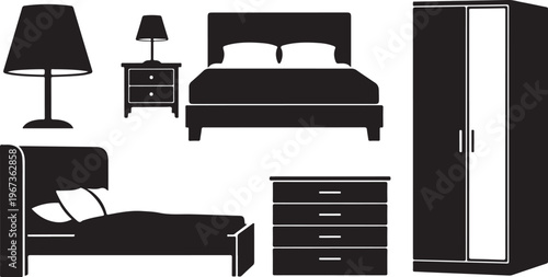 Black and white bedroom furniture set