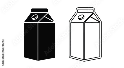 Two milk carton illustrations one solid black shown as a silhouette