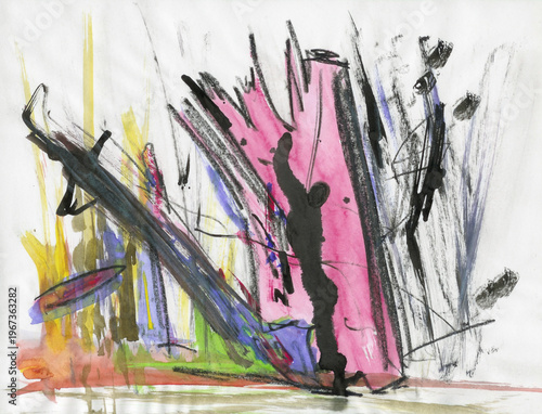 Dessin d'un homme souffrant de dépression et d'anxiété. Dépersonnalisation.