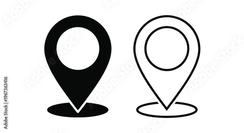 Free Download Two location pin icons one filled and one outlined silhouette - GFXLoad
