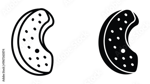 Two contrasting depictions of a crescent moon with dotted patterns